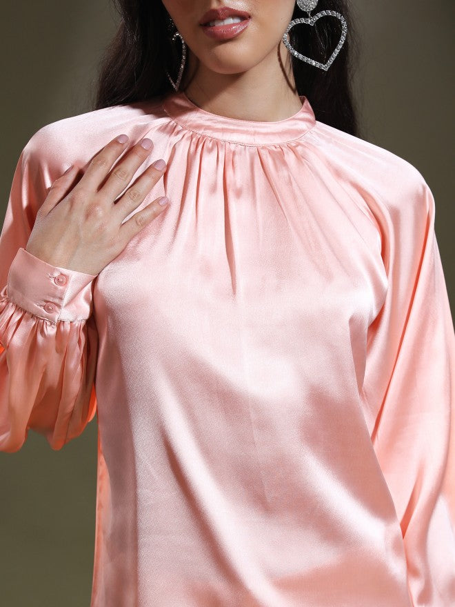 Tokyo Talkies Women Pink Solid Regular Top - Pink - Image 5