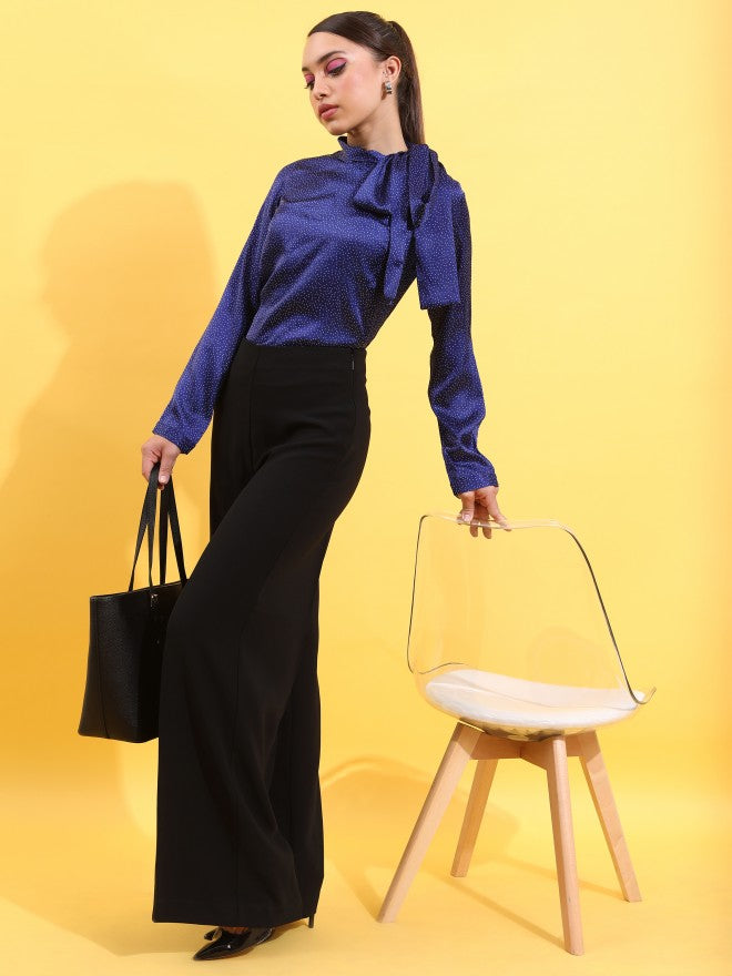 Tokyo Talkies Women Navy Blue Printed Regular Top - Navy Blue - Image 2