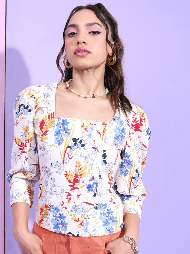 Tokyo Talkies Women Pink Printed Regular Top - Pink - Image 1