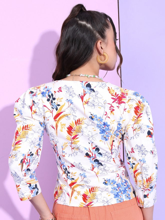 Tokyo Talkies Women Pink Printed Regular Top - Pink - Image 3