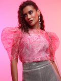 Tokyo Talkies Women Pink Printed Regular Top - Pink - Image 1