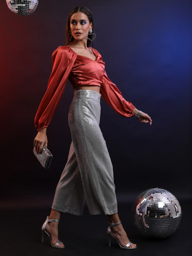 Tokyo Talkies Women Terracotta Solid Regular Top - Terracotta - Image 2