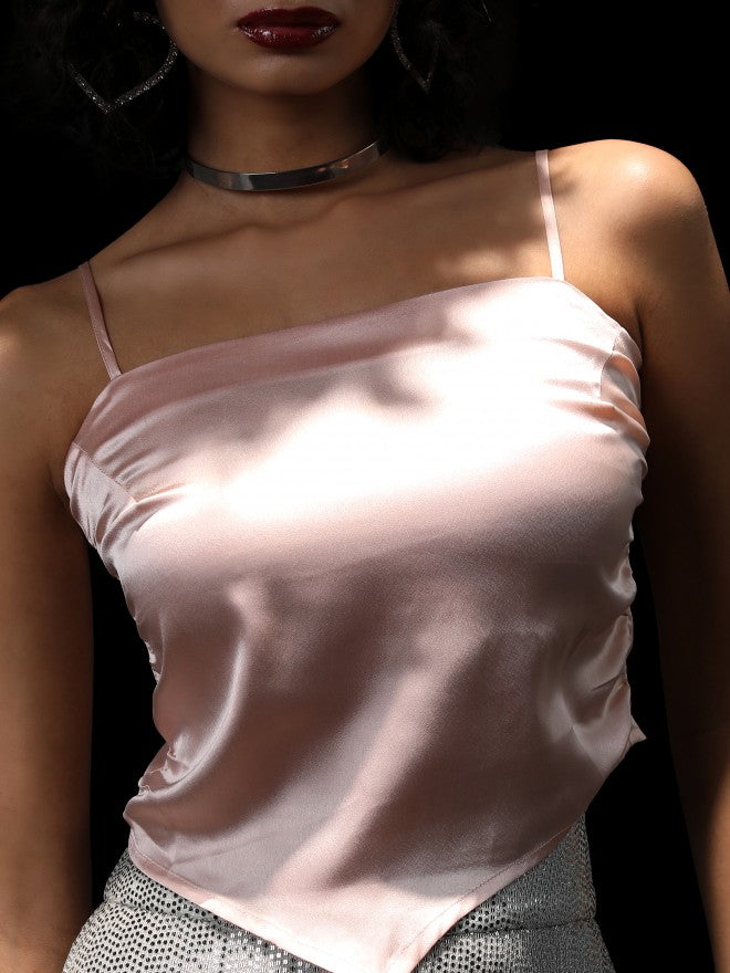 Tokyo Talkies Women Peach Solid Regular Top - Peach - Image 5
