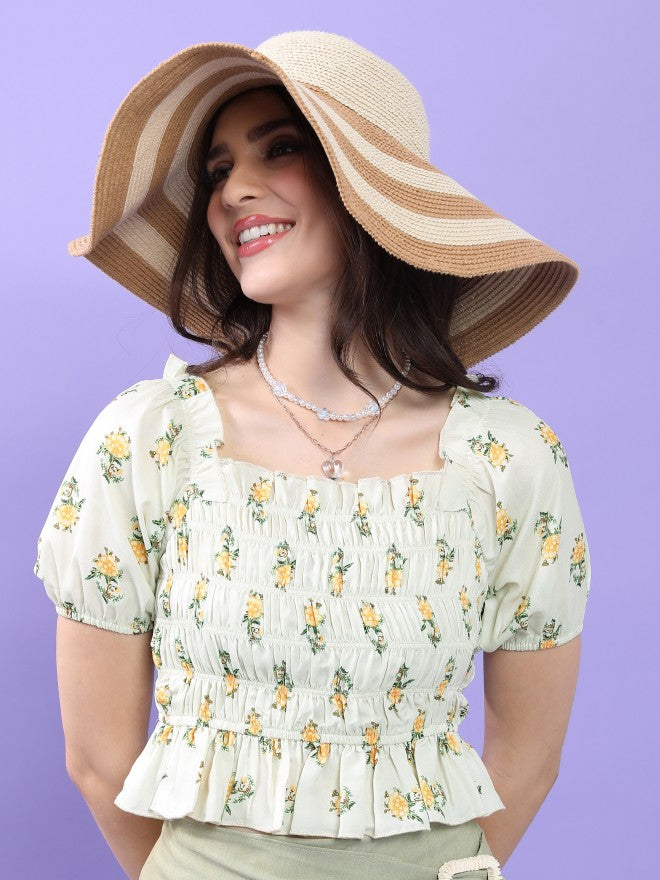 Tokyo Talkies Women White Printed Regular Top - White - Image 1