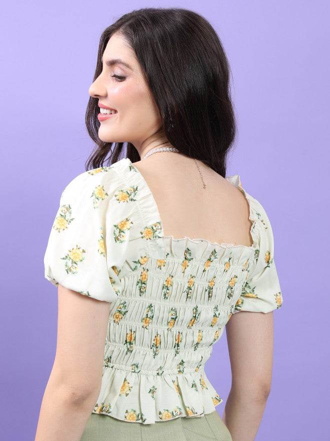 Tokyo Talkies Women White Printed Regular Top - White - Image 3