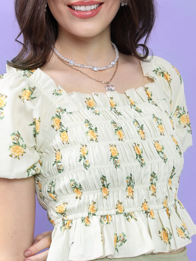 Tokyo Talkies Women White Printed Regular Top - White - Image 5