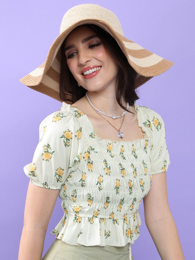 Tokyo Talkies Women White Printed Regular Top - White - Image 6