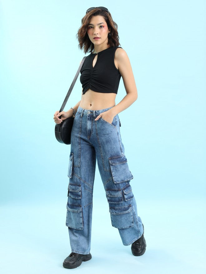 Tokyo Talkies Women Black Solid Fitted Top - Black - Image 2