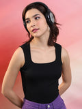 Tokyo Talkies Women Black Solid Tank Top - Black - Image 1