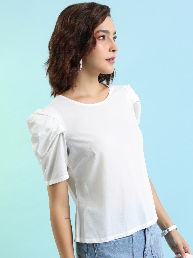 Tokyo Talkies Women White Solid Regular Top - White - Image 6