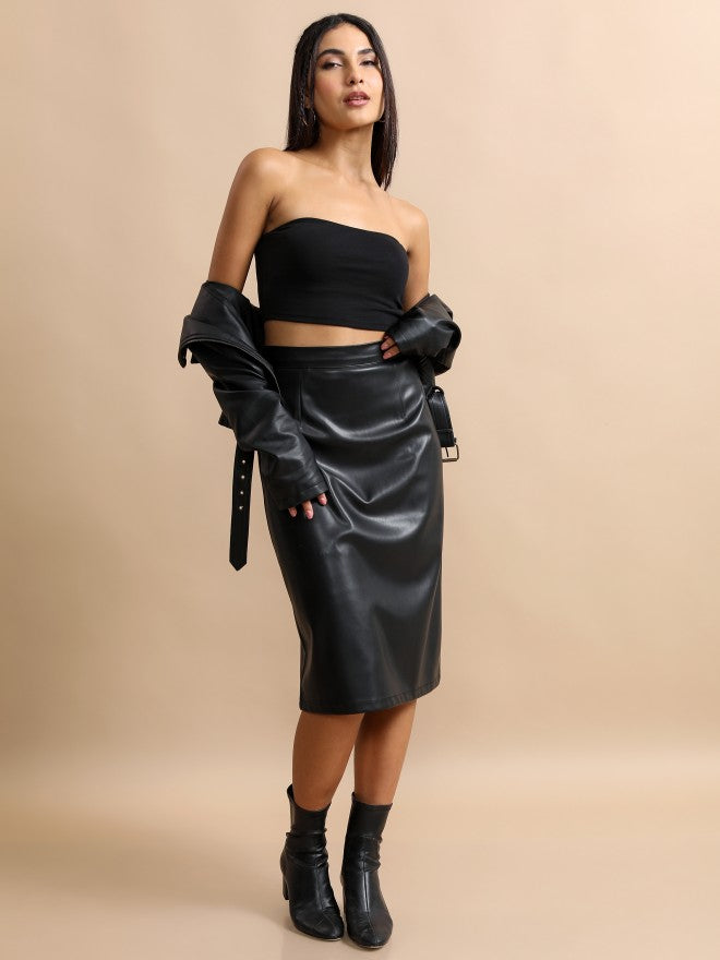 Tokyo Talkies Women Black Solid Tube Top - Black - Image 2