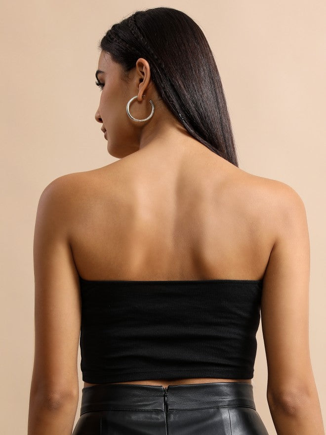 Tokyo Talkies Women Black Solid Tube Top - Black - Image 3