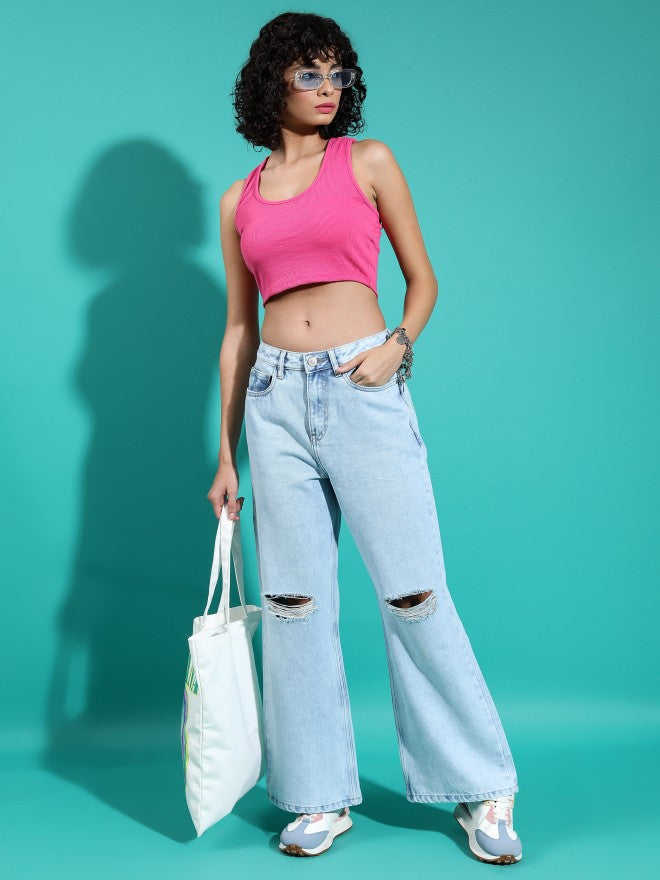 Tokyo Talkies Women Pink Solid Tube Top - Pink - Image 2