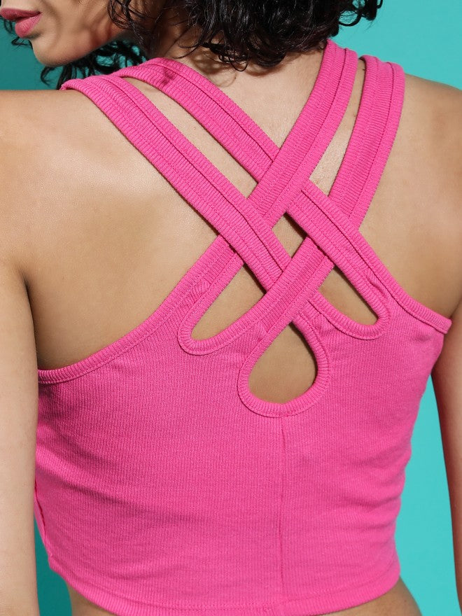 Tokyo Talkies Women Pink Solid Tube Top - Pink - Image 7