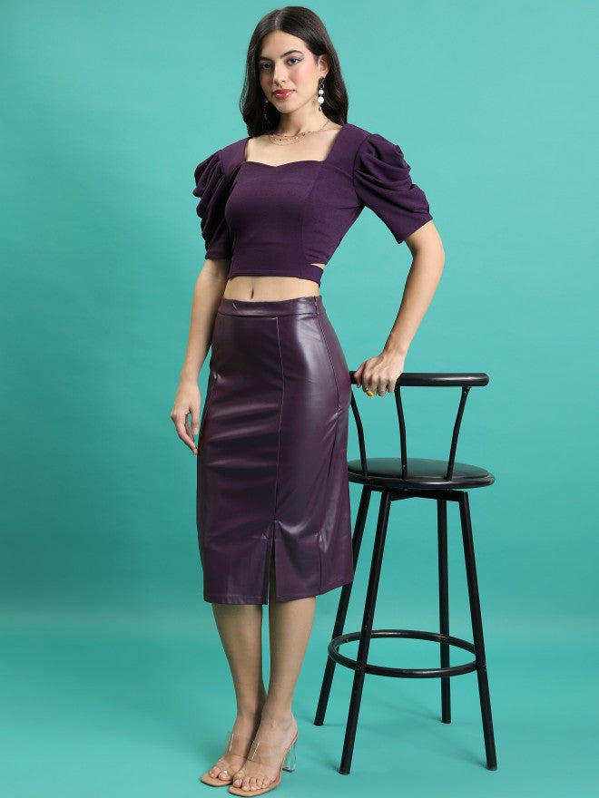Tokyo Talkies Women Purple Solid Regular Top - Purple - Image 2