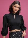 Tokyo Talkies Women Black Solid Regular Top - Black - Image 1