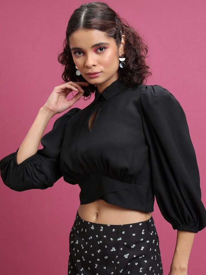 Tokyo Talkies Women Black Solid Regular Top - Black - Image 4
