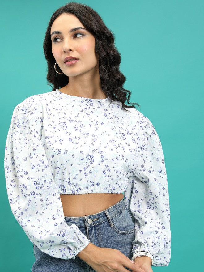 Tokyo Talkies Women White Printed Regular Top - White - Image 1