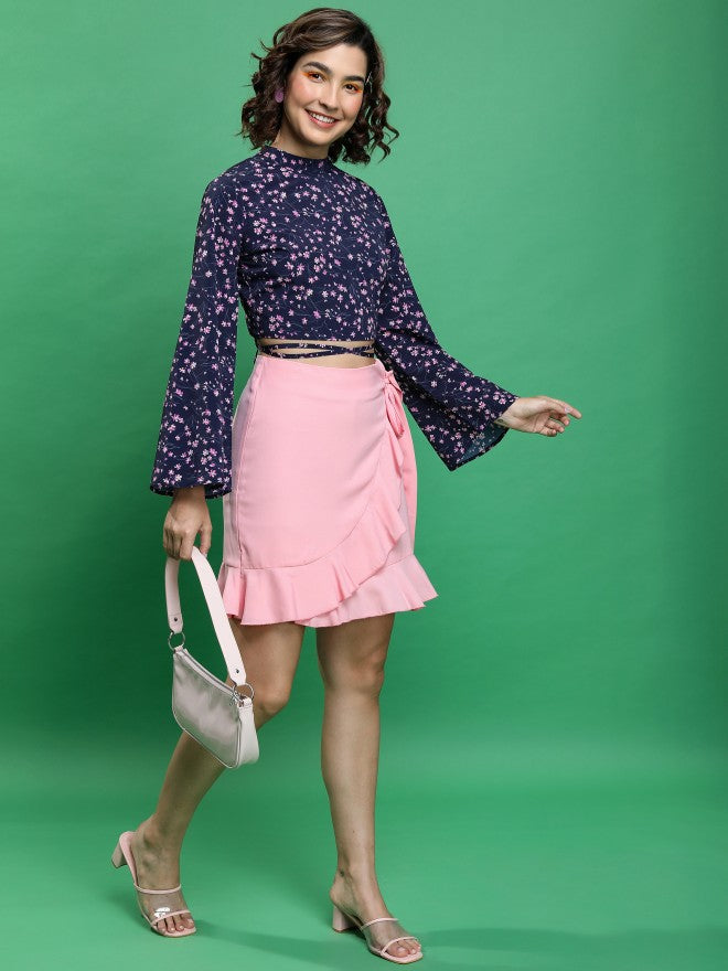Tokyo Talkies Women Blue Printed Bardot Top - Blue - Image 2