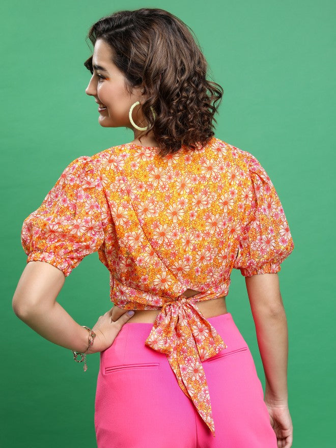 Tokyo Talkies Women Pink/White/Multi Printed Bardot Top - Pink - Image 3