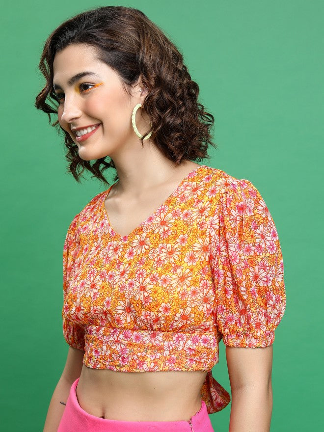 Tokyo Talkies Women Pink/White/Multi Printed Bardot Top - Pink - Image 4
