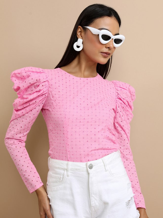 Tokyo Talkies Women Pink Solid Regular Top - Pink - Image 1