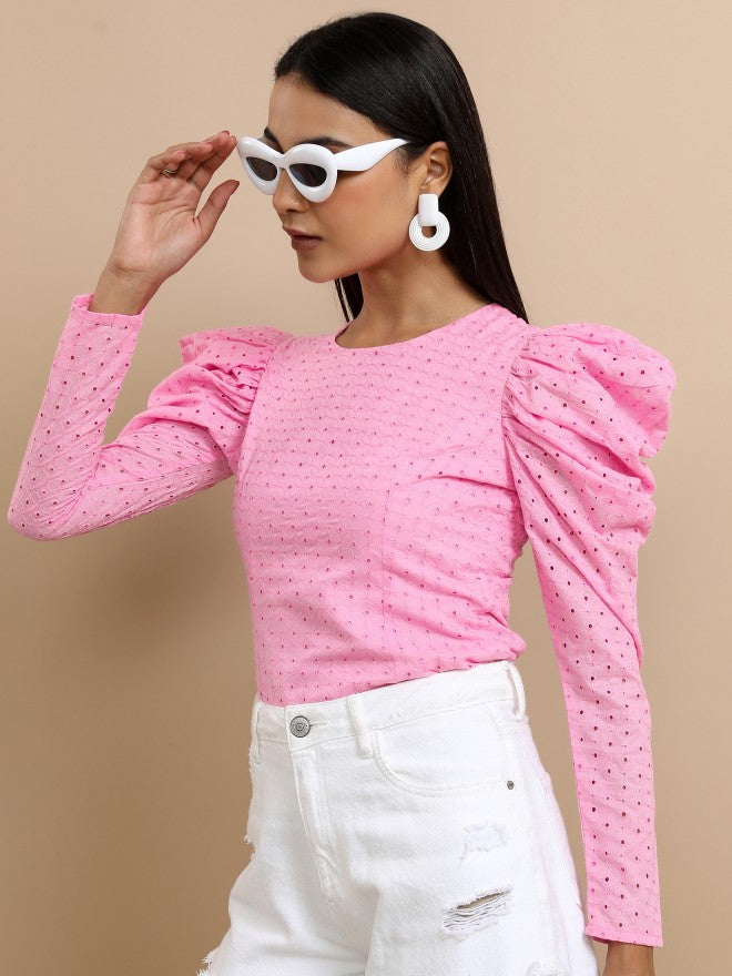 Tokyo Talkies Women Pink Solid Regular Top - Pink - Image 4