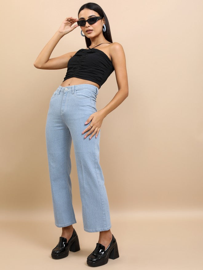 Tokyo Talkies Women Black Solid Fitted Top - Black - Image 2