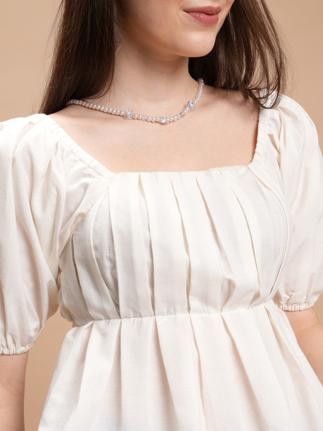 Tokyo Talkies Women Off White Solid Peplum Top - Off White - Image 7