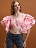 Tokyo Talkies Women Rose Solid Regular Top - Rose - Image 1