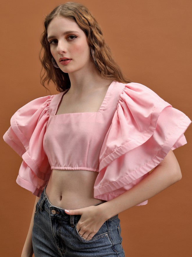 Tokyo Talkies Women Rose Solid Regular Top - Rose - Image 4