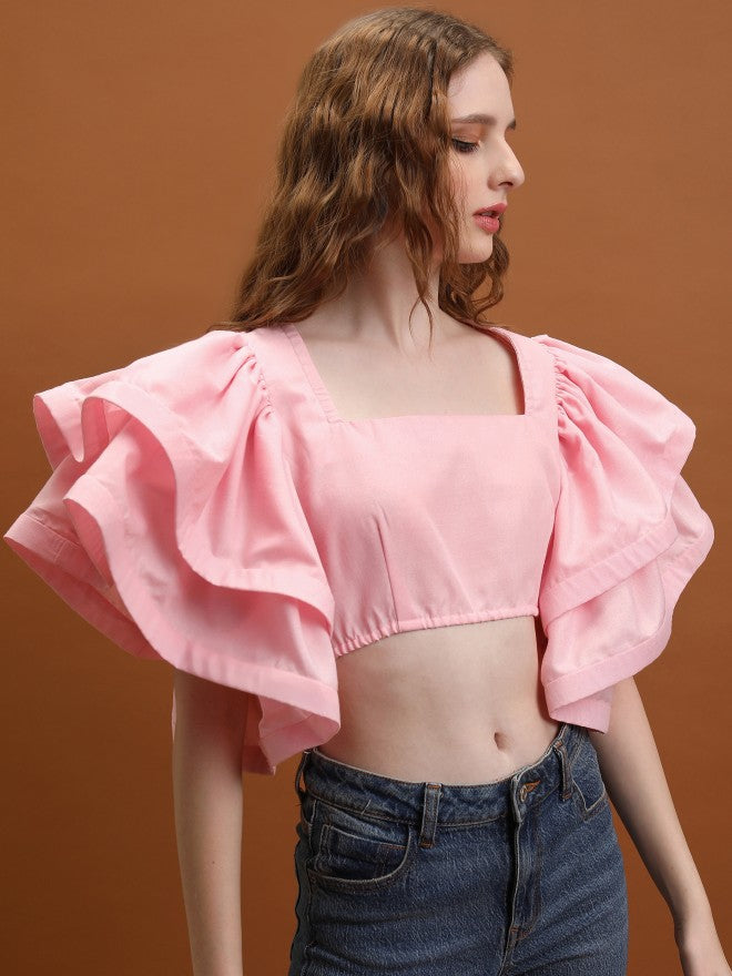 Tokyo Talkies Women Rose Solid Regular Top - Rose - Image 6