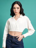 Tokyo Talkies Women White Solid Wrap Top - White - Image 1