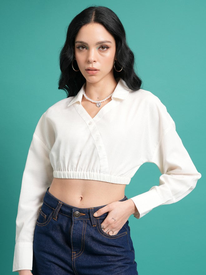 Tokyo Talkies Women White Solid Wrap Top - White - Image 1