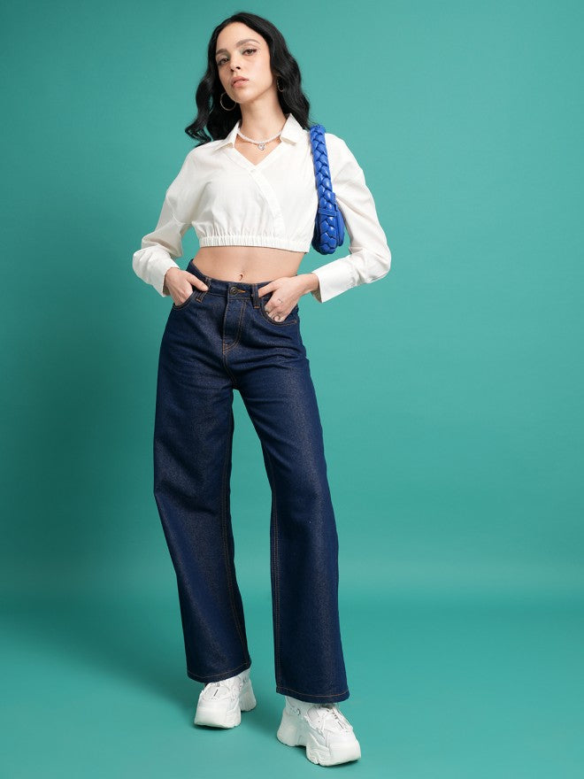 Tokyo Talkies Women White Solid Wrap Top - White - Image 2