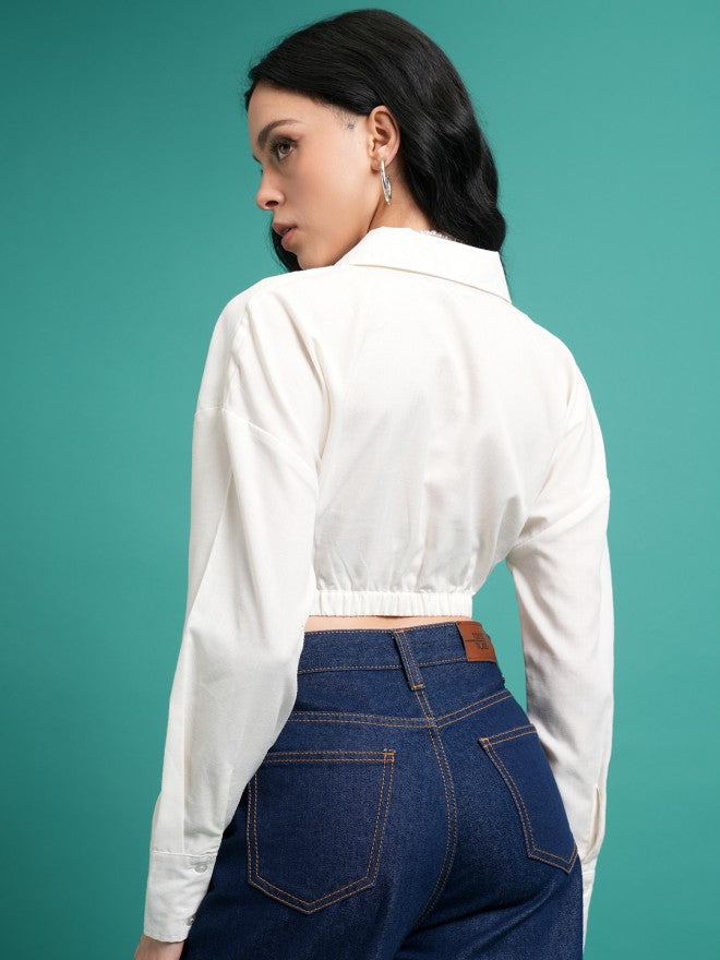 Tokyo Talkies Women White Solid Wrap Top - White - Image 3