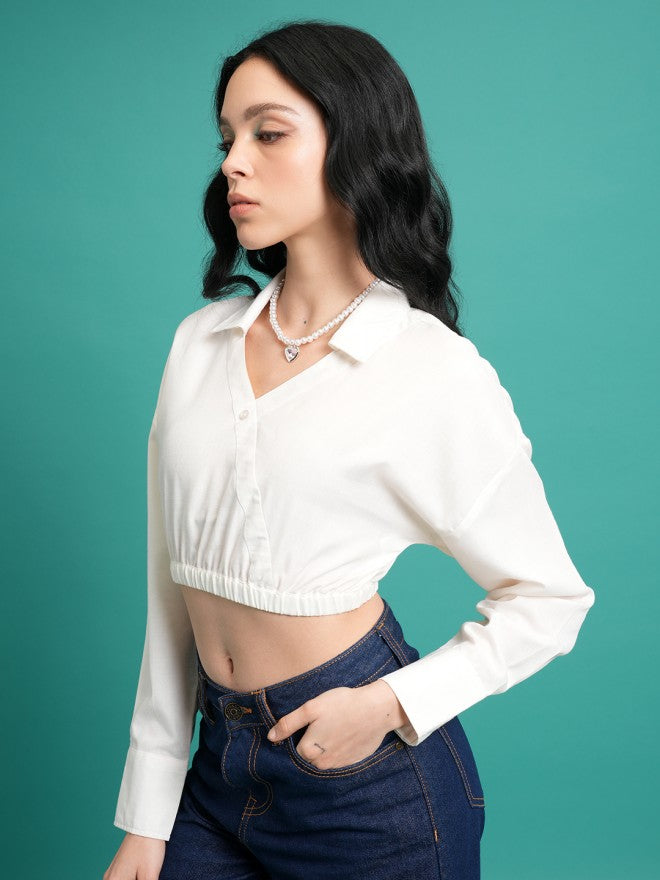 Tokyo Talkies Women White Solid Wrap Top - White - Image 4