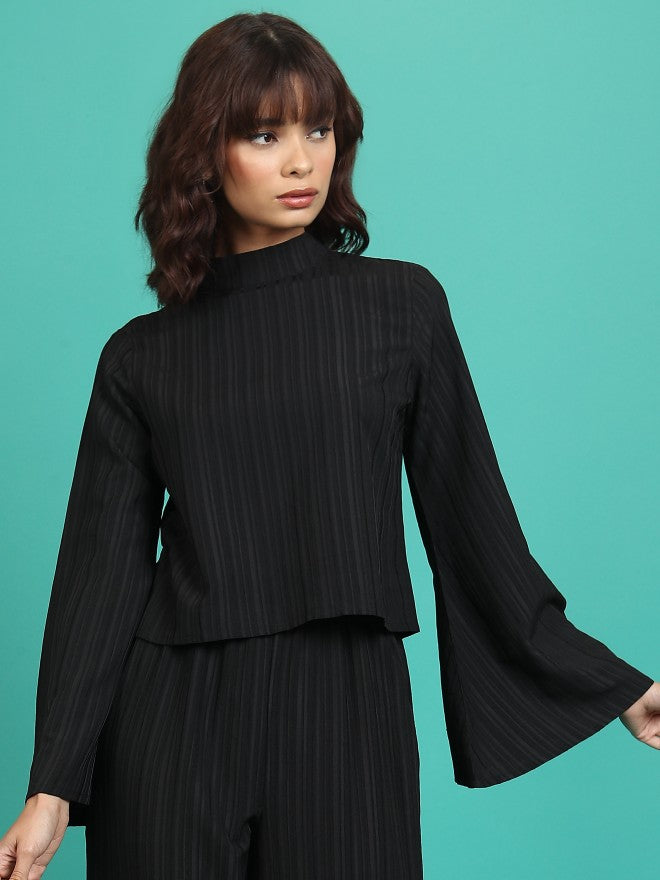Tokyo Talkies Women Black Solid Regular Top - Black - Image 1