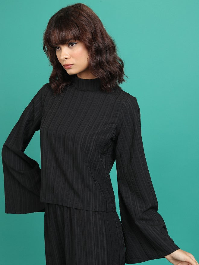 Tokyo Talkies Women Black Solid Regular Top - Black - Image 4