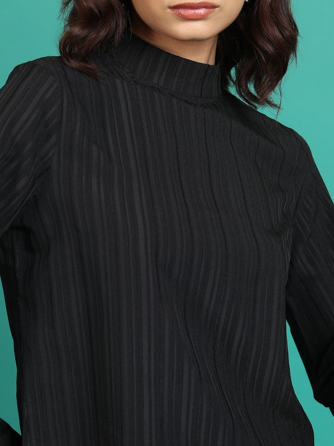 Tokyo Talkies Women Black Solid Regular Top - Black - Image 5