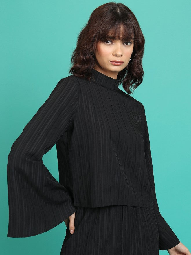 Tokyo Talkies Women Black Solid Regular Top - Black - Image 6