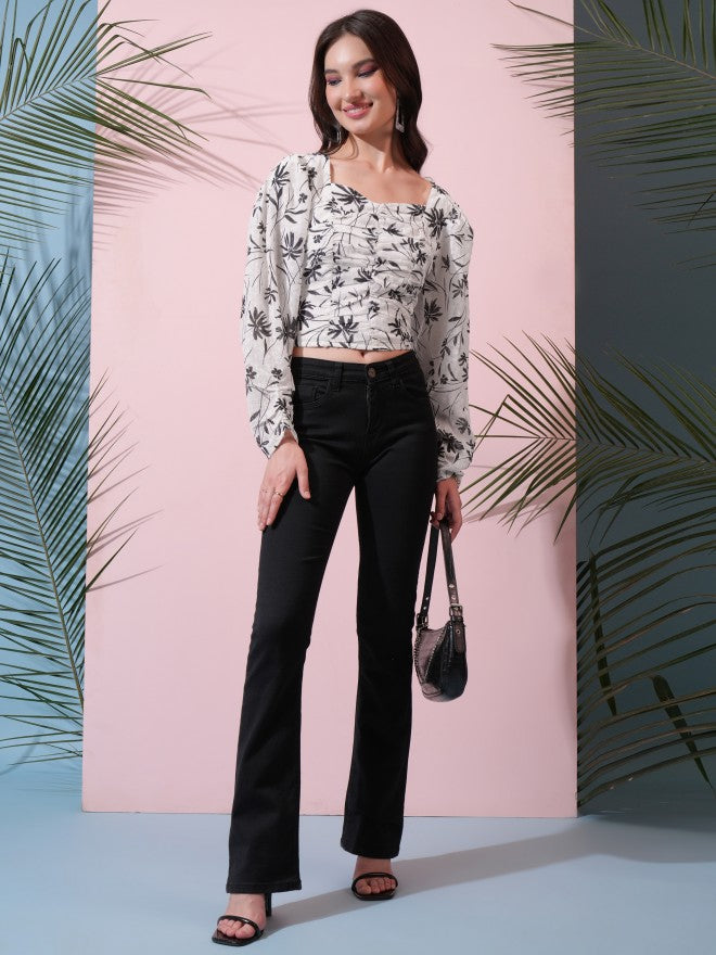 Tokyo Talkies Women Off White Printed Regular Top - Off White - Image 2