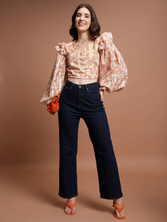 Tokyo Talkies Women Beige/Multi Printed Wrap Top - Beige - Image 2