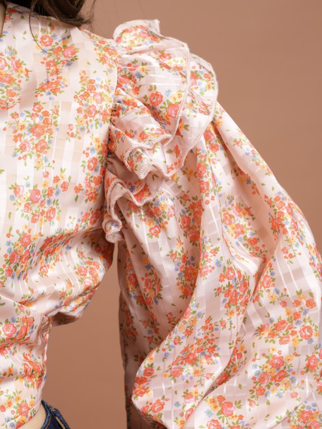 Tokyo Talkies Women Beige/Multi Printed Wrap Top - Beige - Image 7