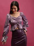 Tokyo Talkies Women Mauve Embellished Regular Top - Mauve - Image 1