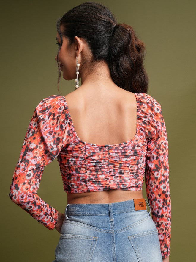 Tokyo Talkies Women Multi Printed Regular Top - Red - Image 3