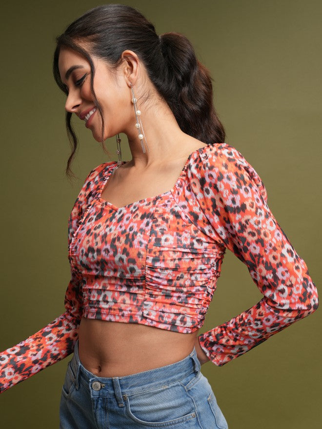 Tokyo Talkies Women Multi Printed Regular Top - Red - Image 4
