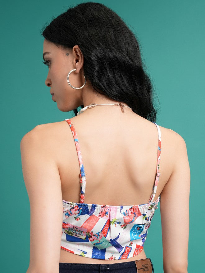 Tokyo Talkies Women Off White Printed Regular Top - Off White - Image 3
