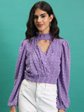 Tokyo Talkies Women Purple Self Design Wrap Top - Purple - Image 1