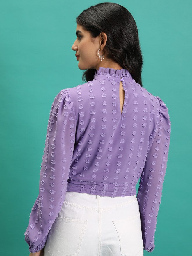 Tokyo Talkies Women Purple Self Design Wrap Top - Purple - Image 3
